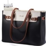LOVEVOOK Laptop Tote Bag for Women Work, Teacher Tote Bag with Large Cup Holder, Waterproof Leather Computer Bag - Image 2