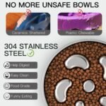 Slow Feeder Dog Bowl-2Cups for Medium Breeds, Double Wall Food-Grade Stainless Steel, Heavy Duty with Non-Slip Rubber Base, Puzzle Maze Bowl to Slow Down Eating - Image 5