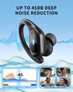 Active Noise Cancelling Ear Buds Wireless Earbuds 90H Playtime Bluetooth Headphones Stereo Bass Over-Ear Hooks Earphones with Power Display Case IPX7 Waterproof Headset for Workout/Running, Black - Image 3