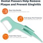 Amazon Basics Mint Dental Flossers, Shred Resistant, Slides Easily Between Teeth, with Fold-Away Pick, 90 Count, 1-Pack (Previously Solimo) - Image 4