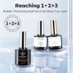 modelones Builder Nail Gel with Gel Top Coat, 3Pcs Clear Builder Nail Kit | Thickening Apex Building Extension Rhinestone Gel Tips Glue, U/V LED Lamp Cured for Home DIY Salon Girls - Image 8