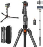 75" Camera Tripod,Aluminum Tripod for Camera Phone/Monopod with Remote | Cell Phone Tripod for iphone with Ball Head,Camera Stand for Canon/Sony/DSLR/Digital Camera Accessory Kits,Max Load 17.64lb - Image 2