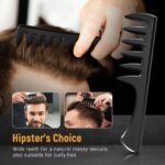 3Pcs Hair Styling Combs Set for Men, Black Barber Wide Tooth Texture Comb for Quiff, Pompadour, Slick Back, Fauxhawk, Undercut - Image 4