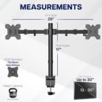 VIVO Dual Monitor Desk Mount, Holds 2 Computer Screens up to 30 inches and 22lbs Each, Heavy Duty Fully Adjustable Steel Stand with C-Clamp and Grommet, Black, STAND-V002 | Black, Articulating, Adjustable Monitor Arm, Grommet or C-Clamp Mounting, Computer Stand for 2 Monitors, Holds 22 lbs Each - Image 6