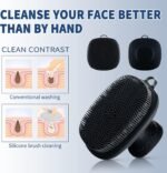Face Scrubber, Silicone Face Scrubber for Men Facial Cleansing Brush Silicone Face Wash Brush Manual Waterproof Cleansing Skin Care Face Brushes for Exfoliating- Black - Image 5