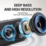 SOWO Wireless Bluetooth Speaker, Portable and Loud with Built-in Subwoofer | Extra Bass, Stereo Sound, IP67 Waterproof and Dustproof, Colorful Lights for Party, Outdoor, Camping - Black - Image 5