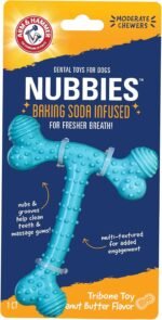 Arm & Hammer Nubbies T-Bone Dental Dog Chew Toy, Peanut Butter Flavor | Durable nylon and TPR nubs clean teeth and gums, built for aggressive chewers - Image 8