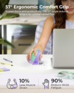 seenda MOU-302 Wireless Bluetooth Ergonomic Vertical Mouse with Volume Knob | Rechargeable 3-device mice for small/medium hands with quiet clicks, 1000/1600/2400 DPI for PC, laptop, MacBook, Green Purple - Image 3