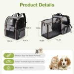 Cat Carrier Backpack, Expandable Pet Carrier with Sun Shade & Full Front Opening, Breathable Mesh Backpack for Small Dogs & Medium Cats Up to 18 Lbs, Foldable for Hiking, Camping (Grey) - Image 3