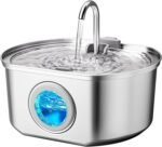 Cat Water Fountain Stainless Steel: 108oz/3.2L Cat Fountain for Drinking | Pet Water Fountain Inside - Automatic Dog Watering Dispenser Bowl - Pet Feeding & Watering Supplies - Water Level Window - Image 2
