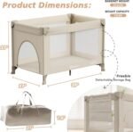 Portable Baby Playard& Playpen with Mattress, Travel Crib, Khaki | Baby Safe Folding Travel Bed w/ Mattress, Carry Bag,Breathable Mesh | Compact Lightweight Baby Bed for Babies & Toddlers - Image 7