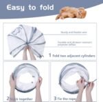 Sheldamy Cat Tunnel, S-2-Way Cat Tunnels for Indoor Cats, Collapsible Cat Play Tunnel, Interactive Toy Maze Cat House with 1 Play Ball for Cats, Puppy, Kitty, Kitten, Rabbit (White & Gray) - Image 5