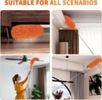 Cobweb Duster with Extension Pole,Cleaner Outdoor 110" Telescoping Extended Sspider Brush, Dusting Kit,Long Handle Reach for High Ceilings and Fans,Microfiber Webster Remover Tools Feather Dusters - Image 5