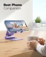 Nulaxy Full Aluminum Dual Folding Cell Phone Stand for Desk, Purple | Height Angle Adjustable, Portable, Anti-Slip Base, Fits 18mm Thick Case Smartphone, Nintendo Switch Desk Essential Accessory - Image 7