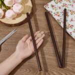 BENECREAT 6PCS Wooden Dowels with Two Holes, 11.8inch Black Round Wooden Rod Sticks for Quilt Wall Hanging, Tapestry, Weaving, DIY Hardwood Craft, Hole: 5.5mm - Image 4