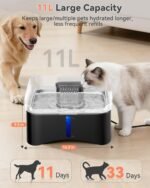 UPSKY 11L Elevated No-Spill Dog Water Fountain with 4 Adjustable Heights | Large Dog Water Dispenser, No-Splash, 304 Stainless Steel Tray, 5-Layer Filtration, for Large/Senior Dogs & Multi-pet Home - Image 4