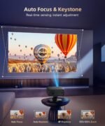 1500ANSI Google TV Smart Projector, Auto Focus & Keystone,with Stand | For Office Presentations, Classroom Teaching, Outdoor Camping & Family Theater, Built-in WiFi Bluetooth, 360° Rotatable Stand - Image 6
