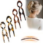 4 PCS Prestige French Hair Pins, Curved Angle for Better Head Fit-3.2 In Prestige French Hair Pin for Updos Chignons & Buns Acetate French Twist Pin for Thin Thick Hair - Image 2