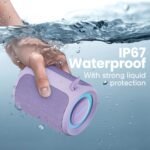 Bluetooth Speaker Wireless,IP67 Waterproof & Dustproof Portable Speaker with Lights,15W Loud Stereo Sound, 2500mAh Battery All Day Playtime, TWS Pairing, BT5.3, Home/Party/Outdoor/Beach (Purple) - Image 7