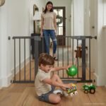 Cumbor 30-46" Baby Gate for Stairs, Auto Close Dog Gate for the House Black | Easy Install Pressure Mounted Pet Gates for Doorway, Dual Lock Indoor Safety Gate for Baby & Dog, Mom's Choice Awards Winner - Image 9