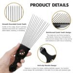 3-Piece Stainless Steel Afro Hair Pick Set, Fist Design for Men & Women, Perfect for Natural Curly Afro Hair, Essential Hairdressing Styling Tool - Image 6