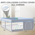 XVISHX Baby Playpen 50 x 50 Inch Play Pen Playards, Playpen for Babies and Toddlers, Baby Playard for Indoor & Outdoor Active Center Game Fence, with Skin-Friendly Fabric and Soft Breathable Mesh Grey - Image 6