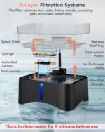 UPSKY 11L Elevated No-Spill Dog Water Fountain with 4 Adjustable Heights | Large Dog Water Dispenser, No-Splash, 304 Stainless Steel Tray, 5-Layer Filtration, for Large/Senior Dogs & Multi-pet Home - Image 7
