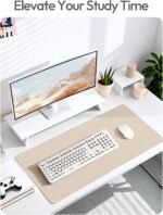 YSAGi Leather Desk Pad Protector, Office Desk Mat, Large Mouse Pad, Non-Slip PU Leather Desk Blotter, Waterproof Laptop Desk Writing Pad for Office and Home (23.6" x 13.8", Eggshell) - Image 7