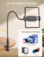 Lamicall Gooseneck Tablet Holder for Bed, Unique Tapered Flexible Arm | Fully Adjustable, iPad Kindle Holder Stand for Reading in Bed, Tablet Mount for 4.7-13" iPad Pro Mini Air, Kindle, Switch - Image 6