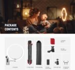 NEEWER Basics 10" Selfie Ring Light with Tripod Stand/2 Phone Holders Compatible with iPhone/QR Plate, Dimmable LED Ringlight Lighting for YouTube TikTok Vlog Video Recording Makeup Streaming, RP10-H - Image 9