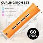 60 Pcs Perm Rods for Long Hair, Cold Wave Perm Rods Set for Women's Long & Short Plastic Curling Rollers for Hair Curling and DIY Hairdressing Styling Tool（0.86 x 3.22 inches） - Image 3