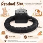 Lewtemi Guinea Pig Playpen with Tunnel 27.5x27.5x16.5 Inch, Breathable Mesh Rabbit Playpen for Bunny Hamster Ferret Chinchilla, Foldable Small Animal Enclosure Indoor Outdoor with Carry Bag, Black - Image 3