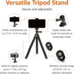 Amazon Basics Portable and Flexible Tripod with Wireless Remote and Smartphone Clamp, 10-inch, Black - Image 3