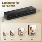 Crenova Laminator 13 inch with Touchscreen 3-6mil Quick Warm Up Auto Off | Hot and Cold Laminator with ABS Jam Free, Laminator for Home Office School, Black - Image 8