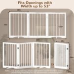 Free Standing Dog Gate Indoor, Foldable Dog Gate for Stairs Doorways | 3-Panel Freestanding Pet Gate with Support Feet for Stability, Folding Puppy Gate Easy to Move, Doggy Gate 54"x24", White - Image 8