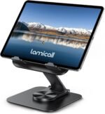 Lamicall Adjustable iPad Stand for Desk, Ultra-Slim Foldable, 360° Rotation | [Foldable Ultra-Slim][ 360°Rotation Base] Heavy-Duty Tablet Holder Stand for 4.7-13" iPad Pro Air Mini E-Reader Kindle Tabs - Image 2