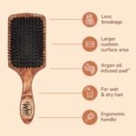 Wet Brush Paddle Hair Brush, Traditional Wood- Ultra-Soft IntelliFlex Detangling Bristles with AquaVent Design For Spreading Hair Treatments Evenly - Pain-Free Hair Brush For Women & Men - Image 5