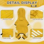 Dog Raincoat, Waterproof Dog Rain Jacket with Hood, Dog Rain Coat with Leash Hole, Reflective Strap for Small Medium Dogs, Lightweight Puppy Clothes(Yellow,M) - Image 4