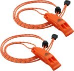 LuxoGear Emergency Whistles with Lanyard Safety Whistle Survival Shrill Loud Blast for Kayak Life Vest Jacket Boating Fishing Boat Camping Hiking Hunting Rescue Signaling Kids Lifeguard Plastic 2 Pack - Image 2