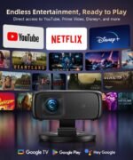 1500ANSI Google TV Smart Projector, Auto Focus & Keystone,with Stand | For Office Presentations, Classroom Teaching, Outdoor Camping & Family Theater, Built-in WiFi Bluetooth, 360° Rotatable Stand - Image 3