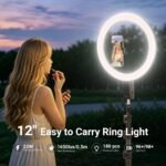 NEEWER 12" Selfie Ring Light with App Control/Remote/Tripod Stand, 3200mAh LED Bi Color CRI95 2900K-7000K Ringlight Circle Lighting Compatible with iPhone Vlog Makeup Studio Video Recording, RB12B - Image 3