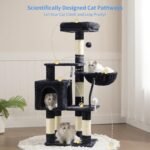 Heybly Cat Tree with Toy, 43.3 inch Cat Tower for Indoor Cats HCT004SG | Cat Condo with Durable Sisal Scratching Posts, Cat House with Padded Plush Perch, Cozy Hammock, Smoky Gray - Image 8