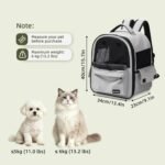 Cat Carrier Dog Backpack Carrier with Anti-Collapse Bottom (Light Gray) | Dog Carrier Mesh Backpack Breathable Pet Travel Bag with Sun Shade, Locking Zippers, Ergonomic Support for Hiking, Vet, Car - Image 3
