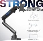 VIVO Premium Aluminum Full Motion Single Ultrawide Monitor Desk Mount Stand with Lift Engine Arm, Fits Screens up to 40 inches, STAND-V101BB - Image 4