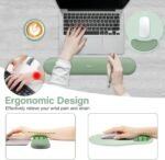 MOSISO Wrist Rest Support for Mouse Pad&Keyboard Set, Antique Green | Circle Curved Ergonomic Mousepad Non-Slip Base Home/Office Pain Relief&Easy Typing Pad with Soft Cloth&Silicone Lining - Image 4