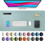 Aothia Leather Desk Pad Protector, Mouse Pad, Office Desk Mat, Non-Slip PU Leather Desk Blotter, Laptop Desk Pad, Waterproof Desk Writing Pad for Office and Home (Light Blue,31.5" x 15.7") - Image 2