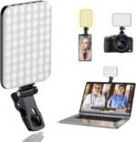 60 LED Portable Selfie Light Video Conference Lighting with Clip & Camera Tripod Adapter Rechargeable 2200mAh CRI 97+, 3 Light Modes for Phone iPhone Webcam Laptop Photo Makeup - Image 2