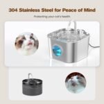 Cat Water Fountain Stainless Steel: Pet Fountains for Cats/Dog Indoor Automatic Waterer Bowls for Drinking Small Animal Water Dispenser Metal Pets Watering Faucet Bottle Auto Kitty Watering Supplies - Image 3