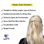 Good Hair Days Magic-Grip Hairpins, 10 Styling Updo U-Pins for Strong Hold | Curved 2.5" Hair Pins for Fine, Thick, Curly & Long Hair. All Day Discreet Hold for Buns, Half Updos, French Twists. USA-Made - Image 4