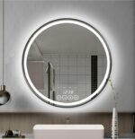 24 Inch Round LED Bathroom Mirror with Lights | Front Lit and Backlit,Black Frame, Dimmable, Anti-Fog, 3 Colors, Memory Function - Image 2